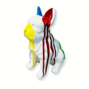 Statue Chien Bouledogue Assis 21 cm