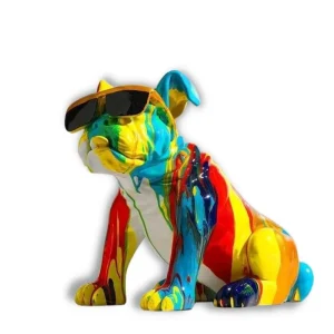 Statue Bouledogue Chien Multicolore 32 cm