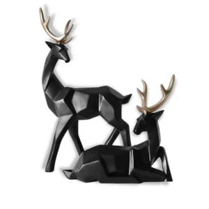 Statue Cerf  Biche Origami (Deux Éléments)