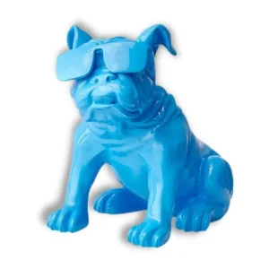 Statue Chien Bouledogue Lunettes 34 cm