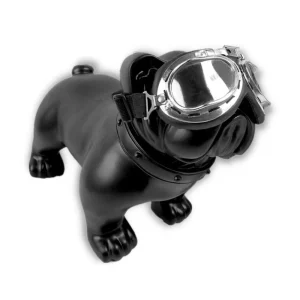Statue Chien Bouledogue Moto 33 cm
