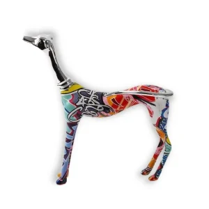 Statue Chien  Sculpture Lévrier Multicolore