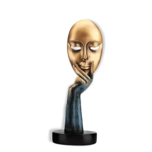 Statue Femme Pensive  Visage Doré 28 / 37 cm